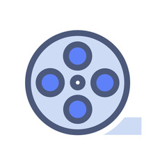 Retro flat vector illustration of vintage film reel object