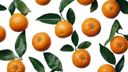 Fresh Tangerines with Leaves on White Background for Food Photography & Advertising
