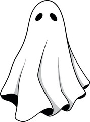 Ultimate Spooky Ghost Vector Illustration – Classic Haunted White Sheet Clipart for Viral Halloween Art, Decor & Trick-or-Treat Designs