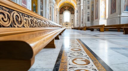 Obraz premium religious architecture, the ornate catholic chapel ready for the papal conclave with renaissance frescoes and cardinal seats high-res editorial detail included