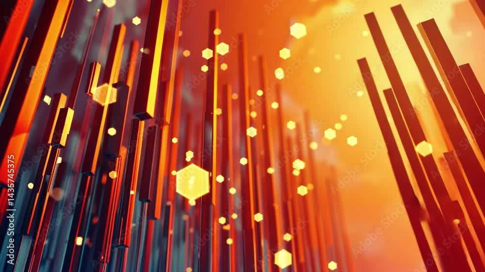 Poster vibrant abstract background with vertical lines and glowing particles dynamic and energetic composit