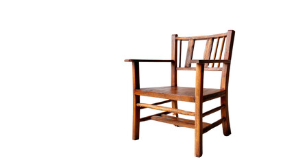 Fototapeta premium Timeless Craftsmanship: A meticulously crafted wooden chair stands as a testament to enduring quality, with its elegant lines and inviting form that evoke both comfort and sophistication.