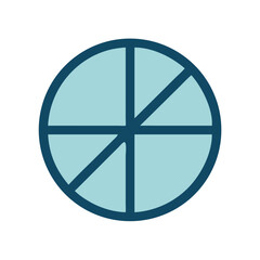 Abstract circle with geometric divisions in light blue hue