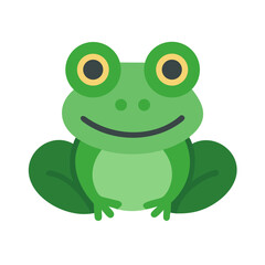 Cartoon Frog Sitting Peacefully on Black Background Illustration