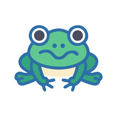 Cartoon frog illustration on a black background close up