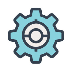 Simple blue gear illustration on black background for automation