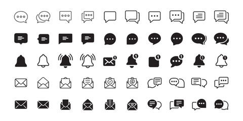 Black message icon vector. Chat message icon set. Speech bubbles with text messages symbol. Vector illustration eps 10