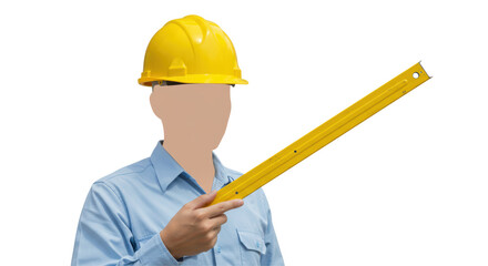 Isolated Construction Worker with Level