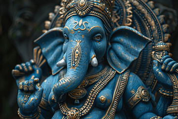 Fototapeta premium Bright holiday composition for happy Ganesh Chaturthi, abstract vivid composition consists of fictional unreal fantastic vision on background