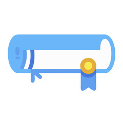 Flat design certificate with blue ribbon against black background