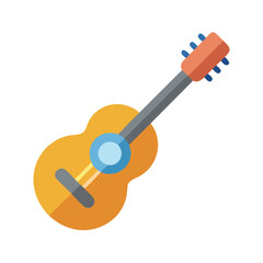 Flat vector illustration of a classical acoustic guitar isolated