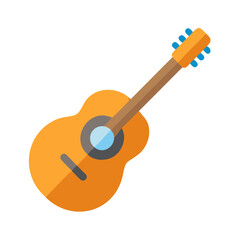 Stylized acoustic guitar vector illustration isolated on black background