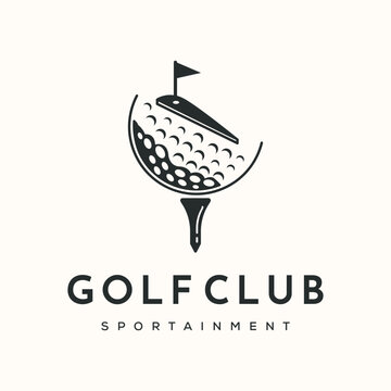 outdoor golf line art logo vector minimalist illustration design, golf sport center symbol design