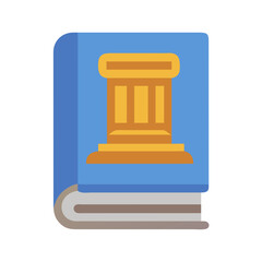 Law book with courthouse icon against black background illustration