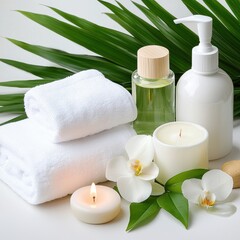 A soft and inviting white towel perfectly folded in a relaxing spa environment for ultimate comfort and serenity