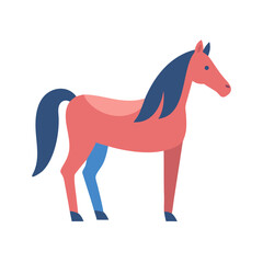 Geometric horse illustration in salmon and navy colors