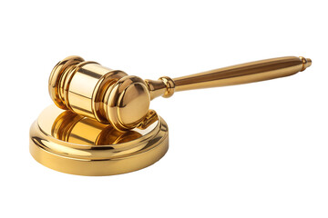 Golden Gavel on White Background