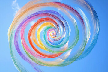 Naklejka premium Colorful swirling galaxy creating a mesmerizing vortex effect in space at night