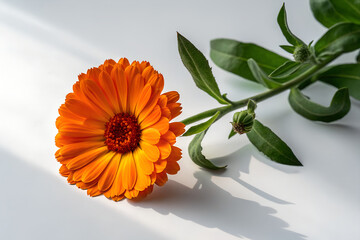 Vibrant Orange Flower with Green Leaves
