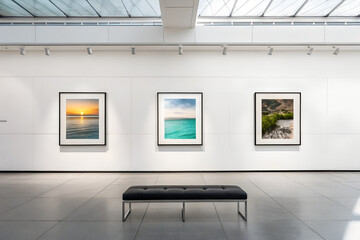 Fototapeta premium Modern Art Gallery with Seascape Photos