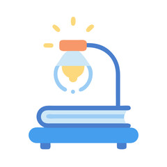 Stylized reading lamp atop stacked books for study