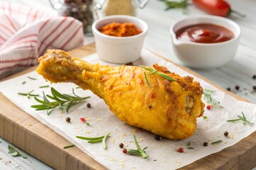 Crispy Fried Chicken Leg with Sauces