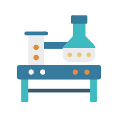 Flat design illustration of laboratory setup on black background