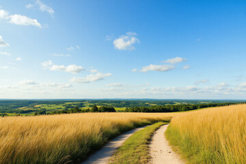 Fototapeta premium dirt road in the middle of a field of wheat