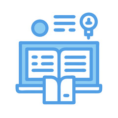 Online learning icon with book user and timeline elements