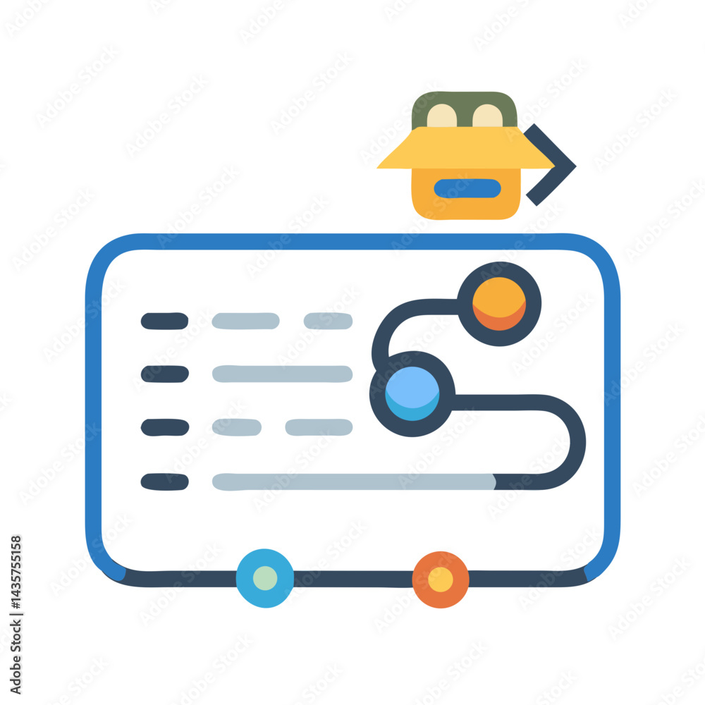 Poster workflow chart icon illustrating process with path dependencies management