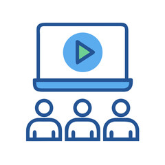 Webinar presentation concept on computer with audience watching