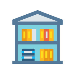 Stylized icon of a two-story storage unit facility