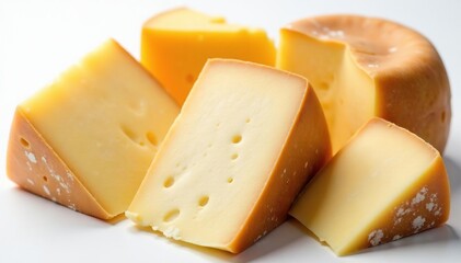 Assortment of Italian cheeses on white background , delicious, cheese