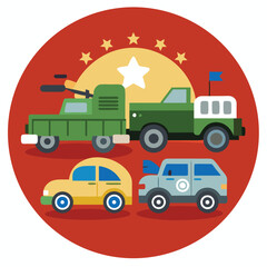historic military vehicles icon on white background