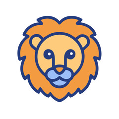 Cartoon Lion Face Icon with Bold Outline Design