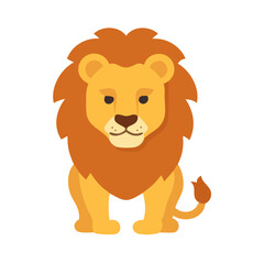 Cartoon Lion Illustration in Flat Style on Black Background