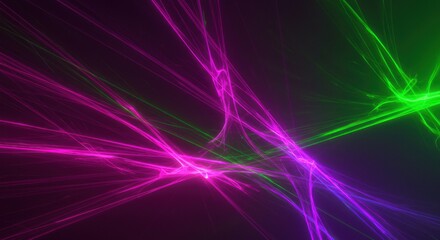 Obraz premium Abstract Glowing Purple And Green Neon Lines Dark Background