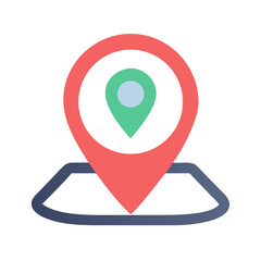 Flat design location marker graphic illustration on black background
