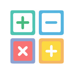 Calculator buttons showing plus minus multiply and plus operations