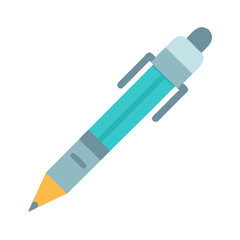 Stylized turquoise pen illustration on a black background