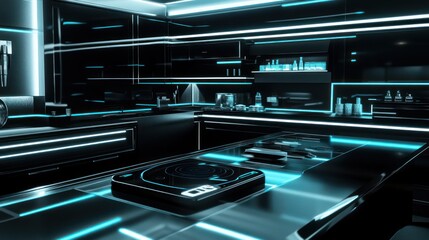 Futuristic interior technology space