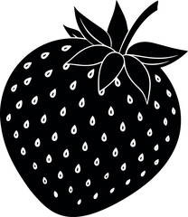 Strawberry Silhouette Vector – Simple Black Fruit Illustration