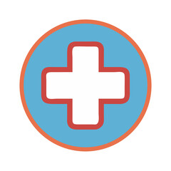 Obraz premium Medical cross icon in circle on black background