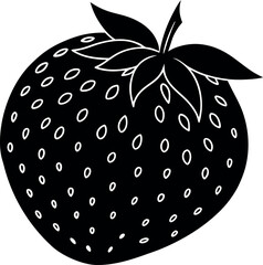 Strawberry Silhouette Vector – Simple Black Fruit Illustration