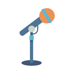 Simple flat illustration of a microphone on black background