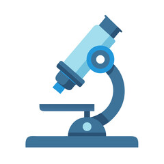 Flat design microscope illustration against a plain black background