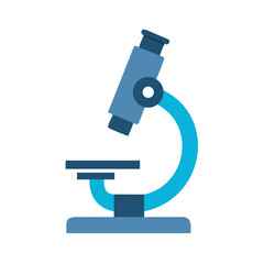 Blue microscope vector illustration in flat design style