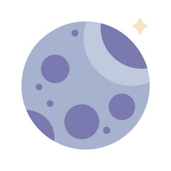 Stylized lunar planet with craters and soft glowing star