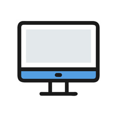 Flat design desktop computer icon on black background