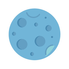 Blue cartoon planet with craters on a black background
